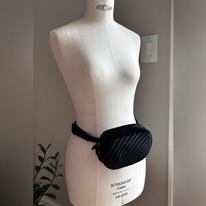 Hallhuber Black Quilted Velvet Bum Bag Belt Bag Fanny Pack Waist Bag New Trend